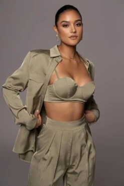 Olive Misty Button Up -Lady Clothing Store PRODUCT JAN52022 86