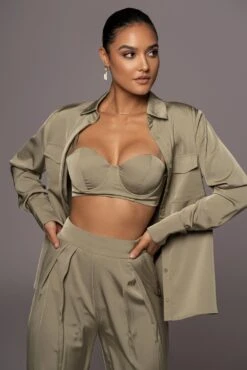 Olive Misty Button Up -Lady Clothing Store PRODUCT JAN52022 87