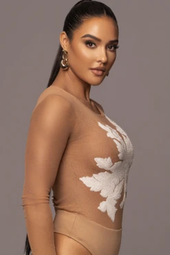 White Charmed Embroidered Mesh Bodysuit 24 White Charmed Embroidered Mesh Bodysuit -Lady Clothing Store PRODUCT JAN52023 VDAY 142