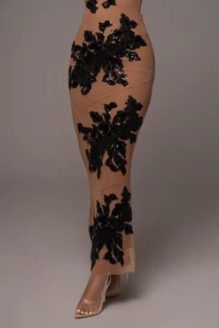 Black Edena Embroidered Midi Skirt -Lady Clothing Store PRODUCT JAN52023 VDAY 149