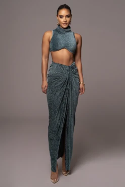 Teal Chosen One Velvet Skirt Set -Lady Clothing Store PRODUCT JAN52023 VDAY 195