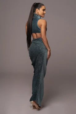 Teal Chosen One Velvet Skirt Set -Lady Clothing Store PRODUCT JAN52023 VDAY 199