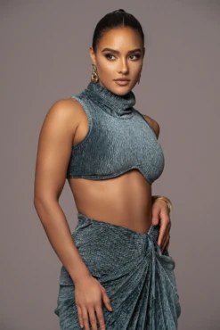 Teal Chosen One Velvet Skirt Set -Lady Clothing Store PRODUCT JAN52023 VDAY 203