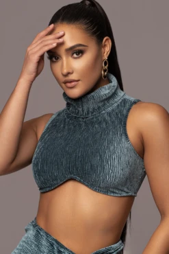 Teal Chosen One Velvet Skirt Set -Lady Clothing Store PRODUCT JAN52023 VDAY 204