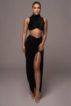 Black Chosen One Velvet Skirt Set -Lady Clothing Store PRODUCT JAN52023 VDAY 217