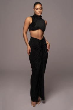 Black Chosen One Velvet Skirt Set -Lady Clothing Store PRODUCT JAN52023 VDAY 218