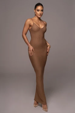 Tan Elba Knit Maxi Dress -Lady Clothing Store PRODUCT JAN52023 VDAY 40