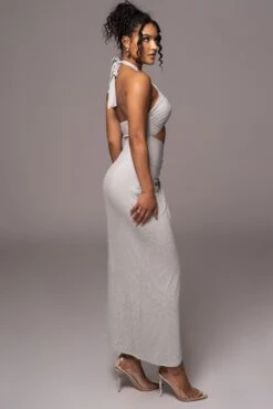 Grey Tamara Halter Midi Dress -Lady Clothing Store PRODUCT JUL112023 CHIFFON 128