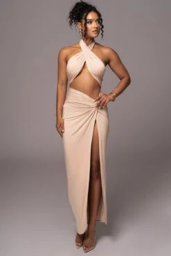 Tan Tamara Halter Midi Dress 14 Tan Tamara Halter Midi Dress -Lady Clothing Store PRODUCT JUL112023 CHIFFON 138