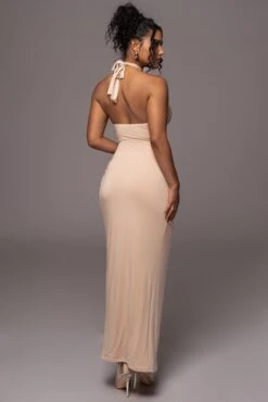 Tan Tamara Halter Midi Dress 16 Tan Tamara Halter Midi Dress -Lady Clothing Store PRODUCT JUL112023 CHIFFON 140