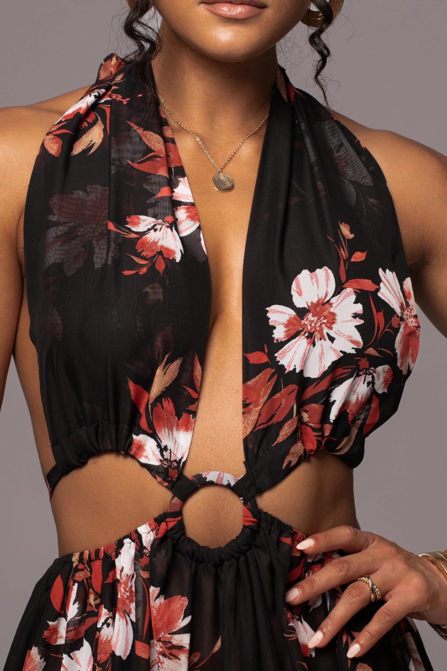 Red Floral Nicoletta Chiffon Maxi Dress 11 Red Floral Nicoletta Chiffon Maxi Dress - Image 9