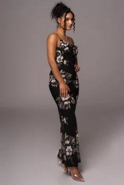 Grey Floral Treasure One Shoulder Dress -Lady Clothing Store PRODUCT JUL112023 CHIFFON 39