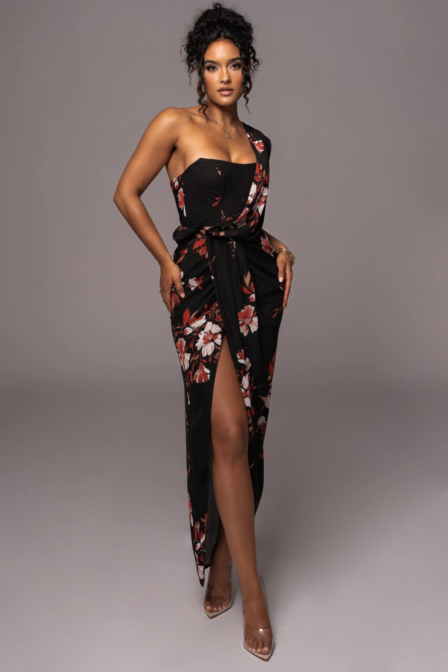 Red Floral Dream Chiffon Dress 4 Red Floral Dream Chiffon Dress - Image 2