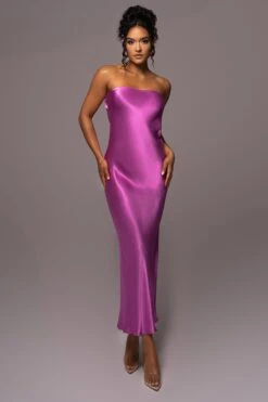 Purple Irina Satin Strapless Maxi Dress -Lady Clothing Store PRODUCT JUL112023 NEWARRIVALS 1