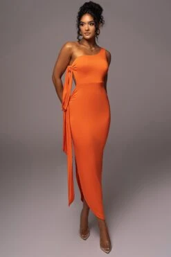 Tangerine Out Of Mind One Shoulder Dress -Lady Clothing Store PRODUCT JUL112023 NEWARRIVALS 109