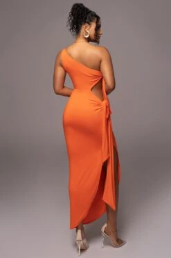 Tangerine Out Of Mind One Shoulder Dress -Lady Clothing Store PRODUCT JUL112023 NEWARRIVALS 113