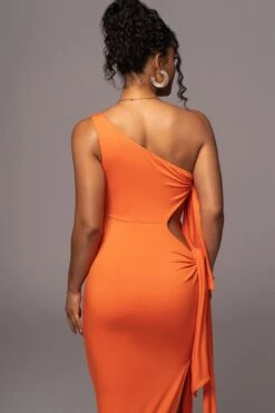 Tangerine Out Of Mind One Shoulder Dress -Lady Clothing Store PRODUCT JUL112023 NEWARRIVALS 114