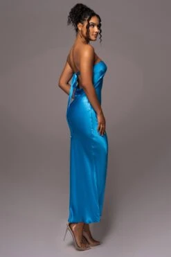 Blue Irina Satin Strapless Maxi Dress -Lady Clothing Store PRODUCT JUL112023 NEWARRIVALS 13