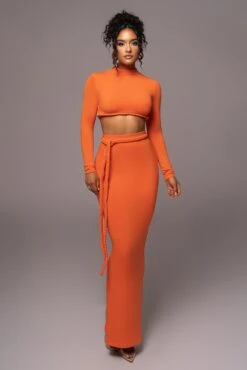 Orange City Love Two-Piece Skirt Set -Lady Clothing Store PRODUCT JUL112023 NEWARRIVALS 178