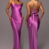Purple Irina Satin Strapless Maxi Dress