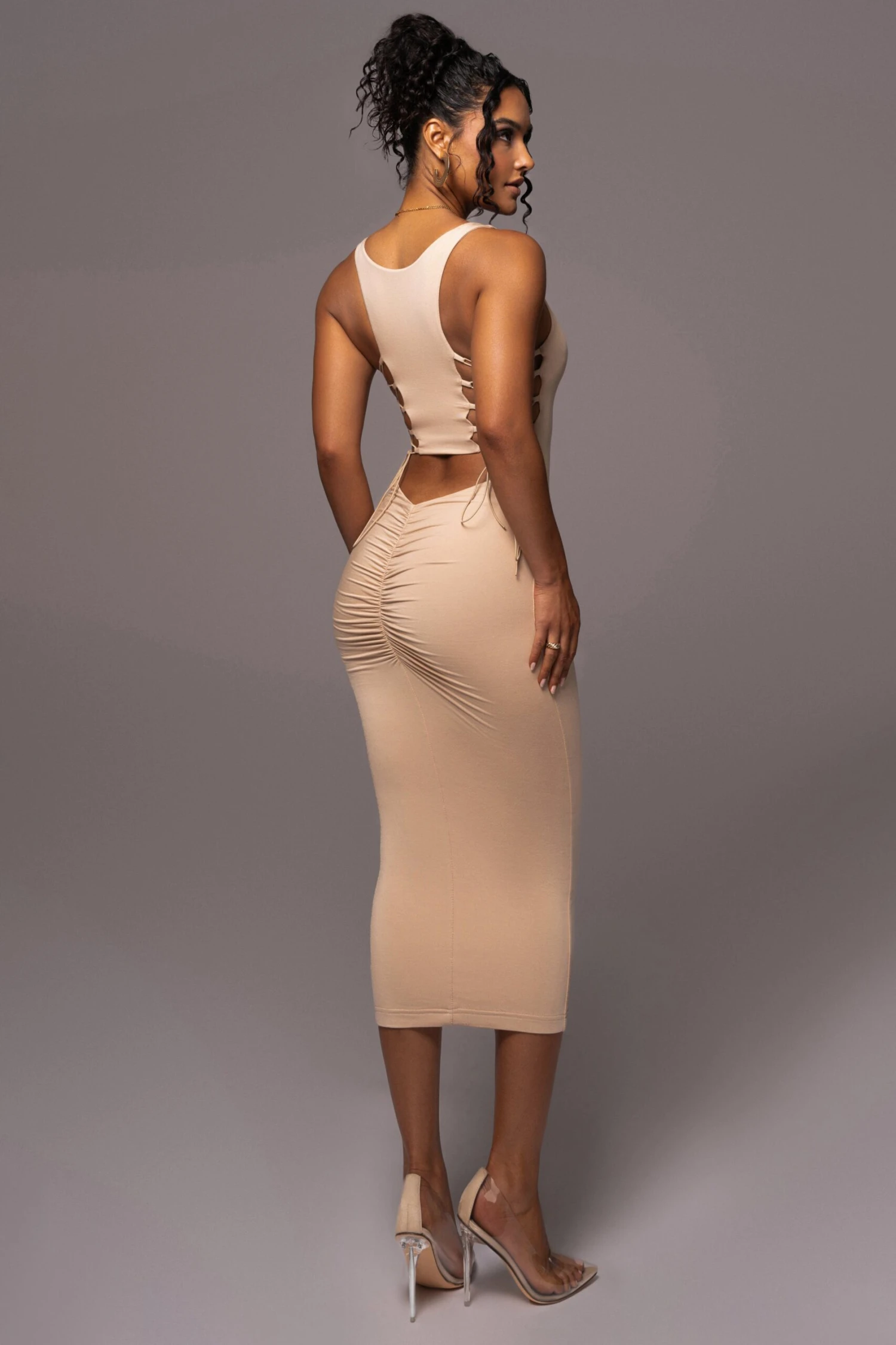 Tan Late Nights Midi Dress 10 Tan Late Nights Midi Dress - Image 8