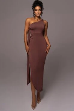Chocolate Out Of Mind One Shoulder Dress -Lady Clothing Store PRODUCT JUL112023 NEWARRIVALS 90