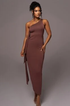 Chocolate Out Of Mind One Shoulder Dress -Lady Clothing Store PRODUCT JUL112023 NEWARRIVALS 91