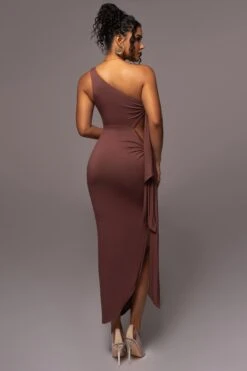 Chocolate Out Of Mind One Shoulder Dress -Lady Clothing Store PRODUCT JUL112023 NEWARRIVALS 94