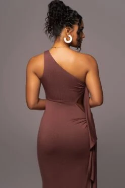 Chocolate Out Of Mind One Shoulder Dress -Lady Clothing Store PRODUCT JUL112023 NEWARRIVALS 95