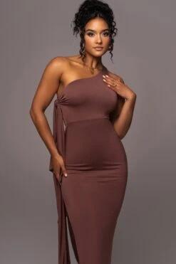 Chocolate Out Of Mind One Shoulder Dress -Lady Clothing Store PRODUCT JUL112023 NEWARRIVALS 96