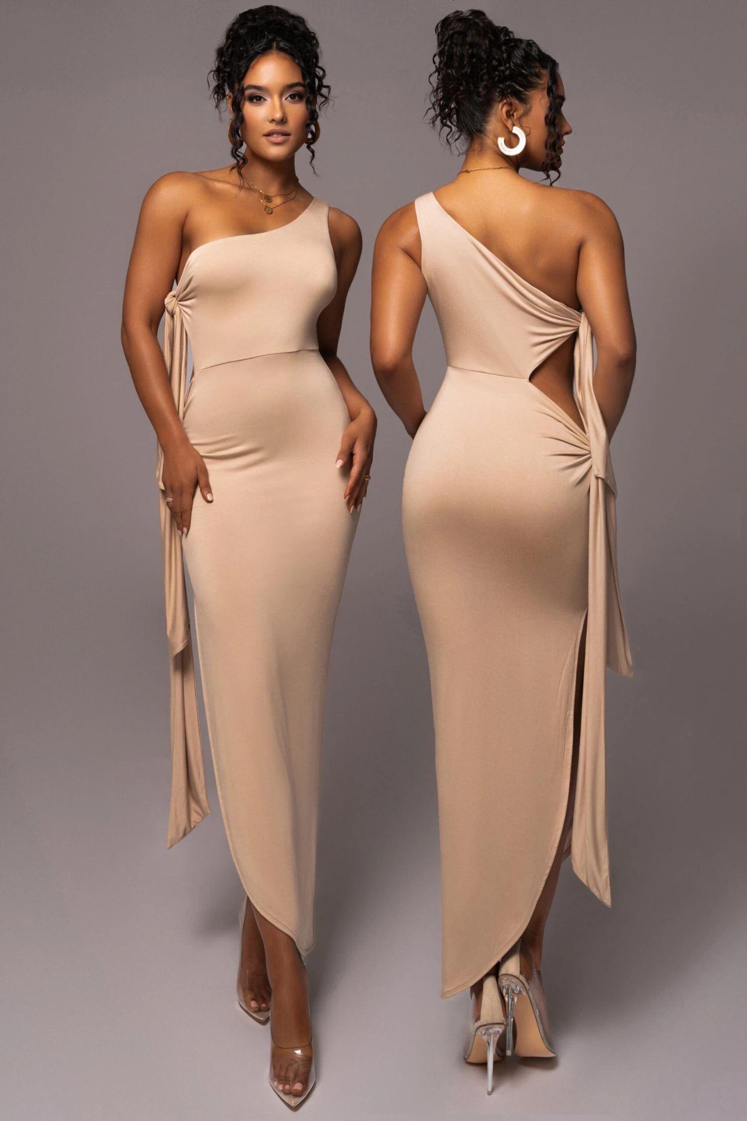 Tan Out Of Mind One Shoulder Dress 3 Tan Out Of Mind One Shoulder Dress