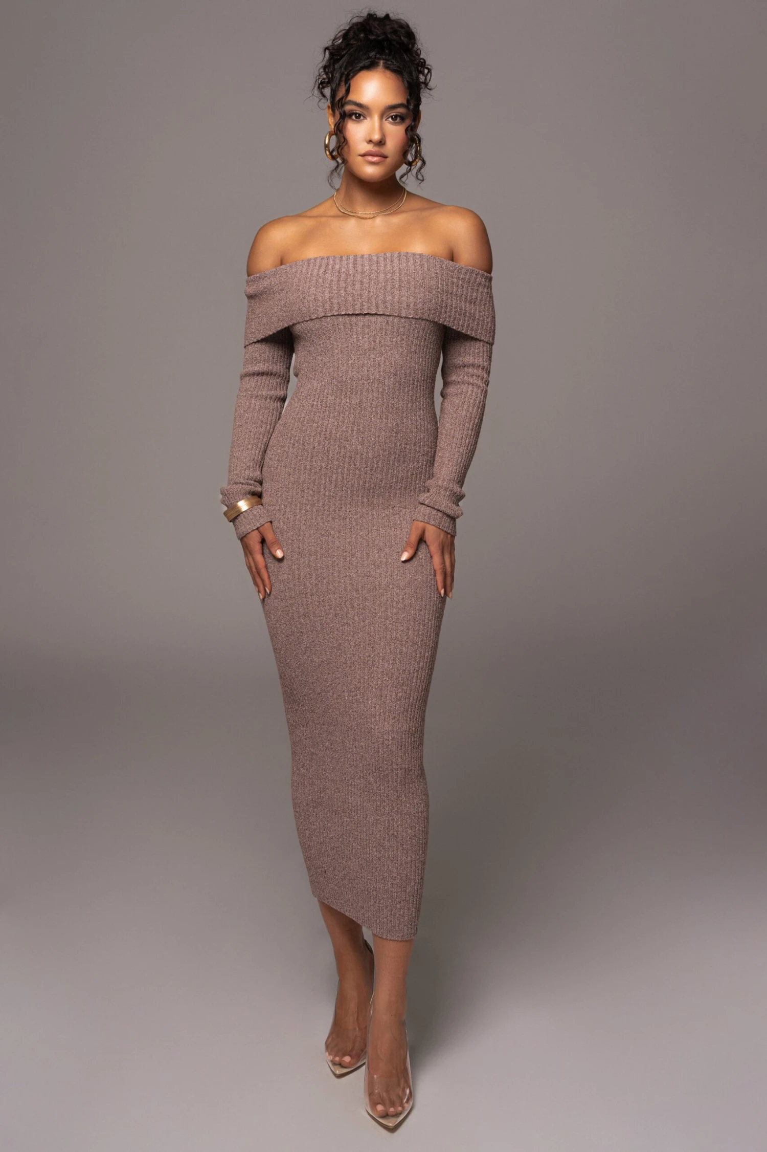 Brown Take A Chance Off-Shoulder Dress 8 Brown Take A Chance Off-Shoulder Dress - Image 6