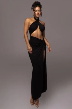 Black Tamara Halter Midi Dress -Lady Clothing Store PRODUCT JUL132023 CHIFFON 1