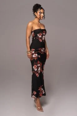 Red Floral Break Free Strapless Maxi Dress -Lady Clothing Store PRODUCT JUL132023 CHIFFON 132