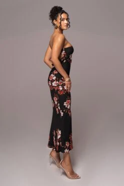 Red Floral Break Free Strapless Maxi Dress -Lady Clothing Store PRODUCT JUL132023 CHIFFON 133