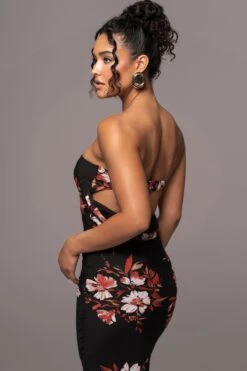 Red Floral Break Free Strapless Maxi Dress -Lady Clothing Store PRODUCT JUL132023 CHIFFON 136