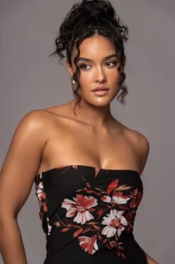 Red Floral Break Free Strapless Maxi Dress -Lady Clothing Store PRODUCT JUL132023 CHIFFON 138