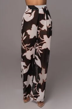 Ivory Floral Stay For A While Printed Trousers -Lady Clothing Store PRODUCT JUL132023 CHIFFON 193