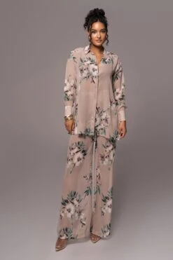 Purple Floral Between Us Printed Button Up -Lady Clothing Store PRODUCT JUL132023 CHIFFON 195