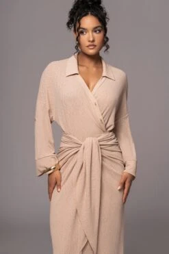 Tan Sunlight Crinkled Mesh Skirt Set -Lady Clothing Store PRODUCT JUL132023 CHIFFON 242