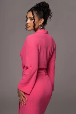 Fuchsia Sunlight Crinkled Mesh Skirt Set -Lady Clothing Store PRODUCT JUL132023 CHIFFON 265