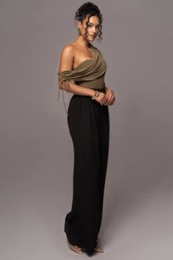 Black Josette Wide-Leg Pleated Pants -Lady Clothing Store PRODUCT JUL132023 CHIFFON 28