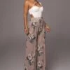 Purple Floral Josette Wide-Leg Pleated Pants -Lady Clothing Store PRODUCT JUL132023 CHIFFON 41