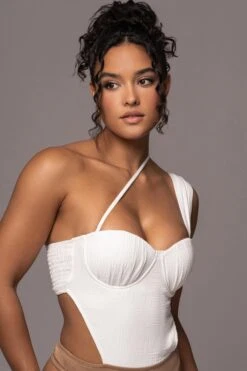 Natural Scenic One-Shoulder Linen Bodysuit -Lady Clothing Store PRODUCT JUL132023 CHIFFON 54