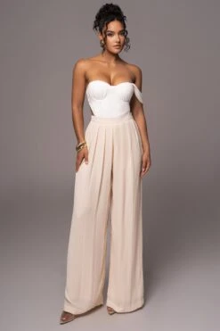 Ivory Josette Wide-Leg Pleated Pants -Lady Clothing Store PRODUCT JUL132023 CHIFFON 67