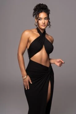 Black Tamara Halter Midi Dress -Lady Clothing Store PRODUCT JUL132023 CHIFFON 7