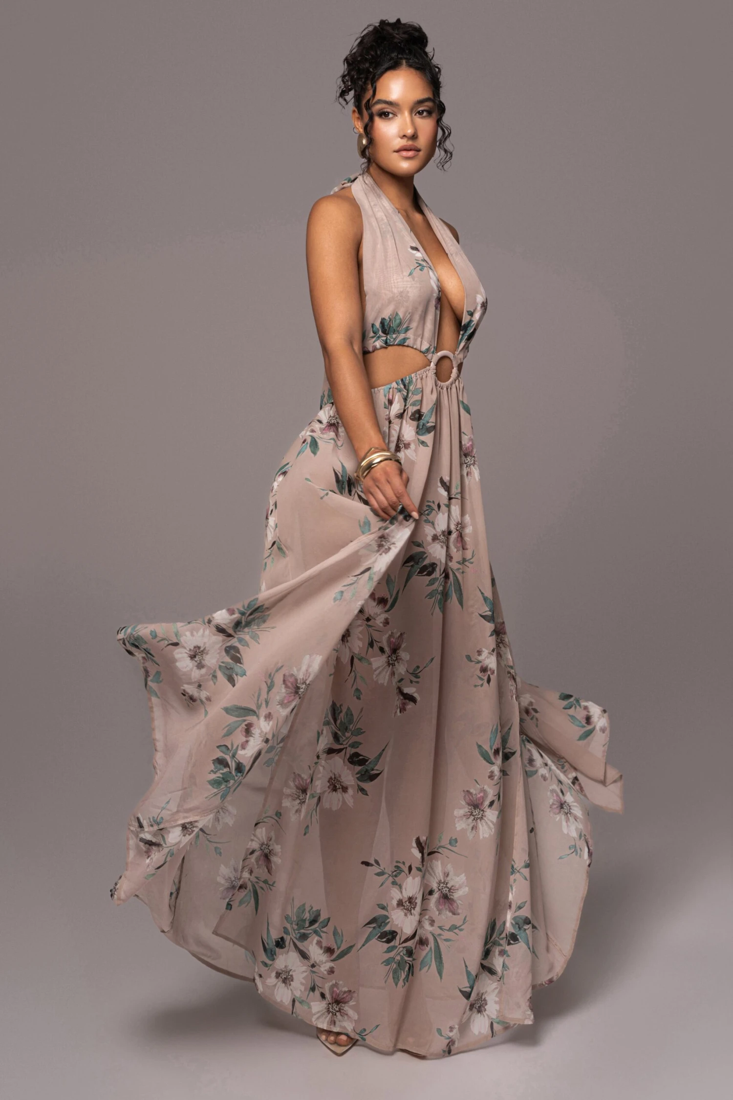 Purple Floral Nicoletta Chiffon Maxi Dress 4 Purple Floral Nicoletta Chiffon Maxi Dress - Image 2