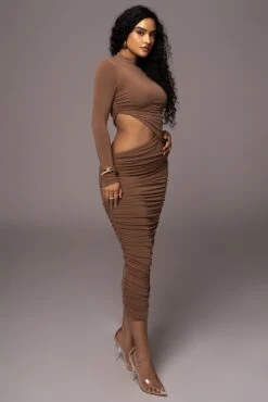 Pecan Clear Skies Mock Neck Dress -Lady Clothing Store PRODUCT JUL192023 AUGDROP1 157