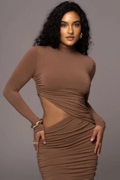 Pecan Clear Skies Mock Neck Dress -Lady Clothing Store PRODUCT JUL192023 AUGDROP1 162