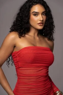 Red Denise Ruched Dress -Lady Clothing Store PRODUCT JUL192023 NEWRESHOOTS 100